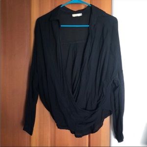 Black long sleeve wrap top